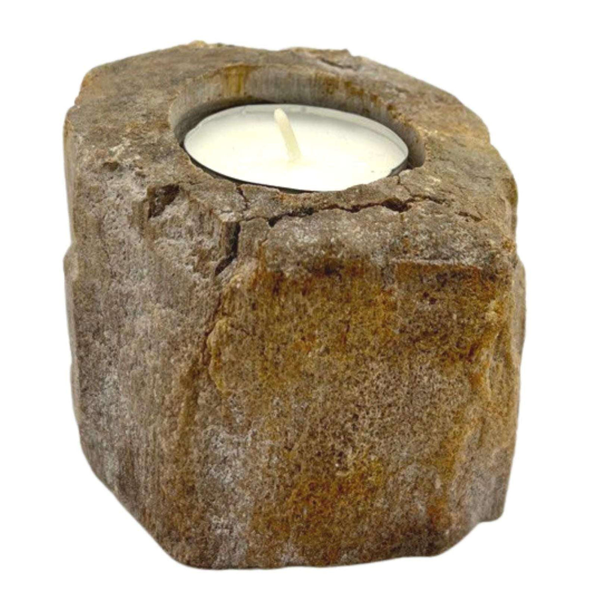 Petrified Wood Candle Holder - Single Low AW Dropship UK