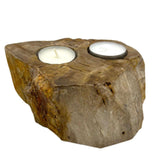 Petrified Wood Candle Holder - Double AW Dropship UK