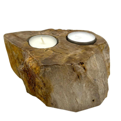 Petrified Wood Candle Holder - Double AW Dropship UK