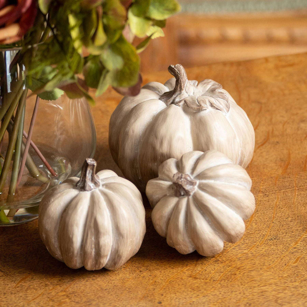 Set Of Six Carved Wood Effect Pumpkins Shades 4 Seasons