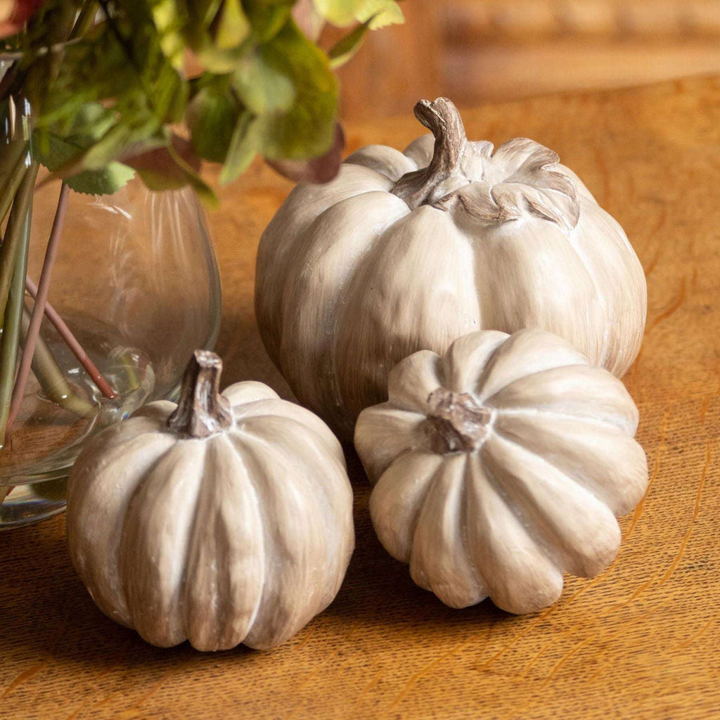 Set Of Three Carved Wood Effect Pumpkins Shades 4 Seasons