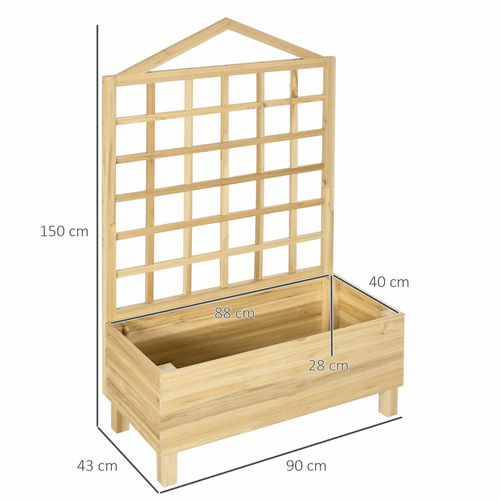 Outsunny Wooden Garden Planters with Trellis for Vine Climbing Plants, Natural Outsunny