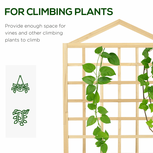 Outsunny Wooden Garden Planters with Trellis for Vine Climbing Plants, Natural Outsunny
