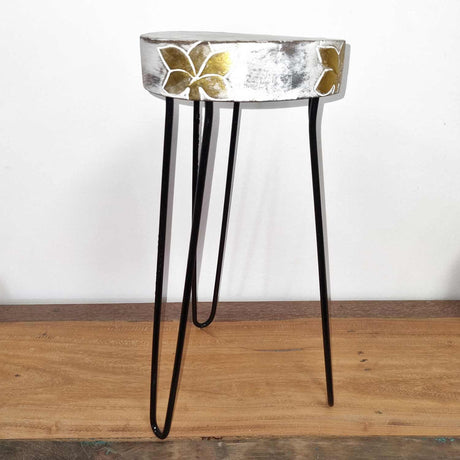 Albasia Wood Plant Stand - Whitewash AW Dropship UK