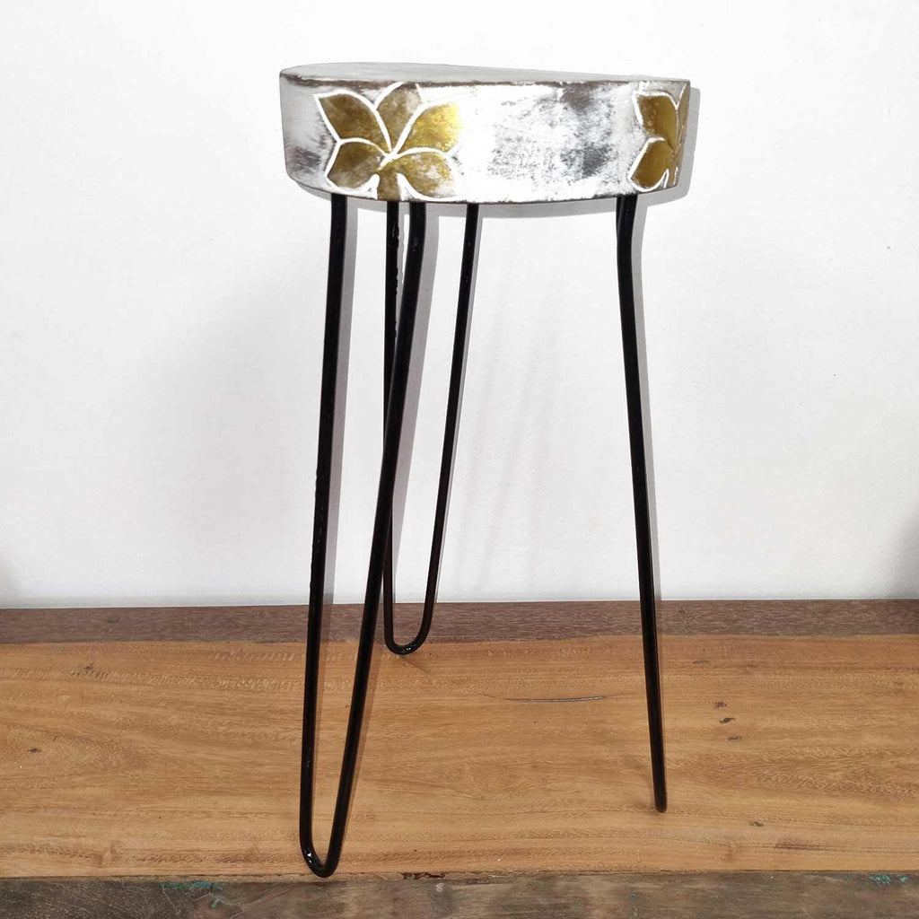 Albasia Wood Plant Stand - Whitewash AW Dropship UK