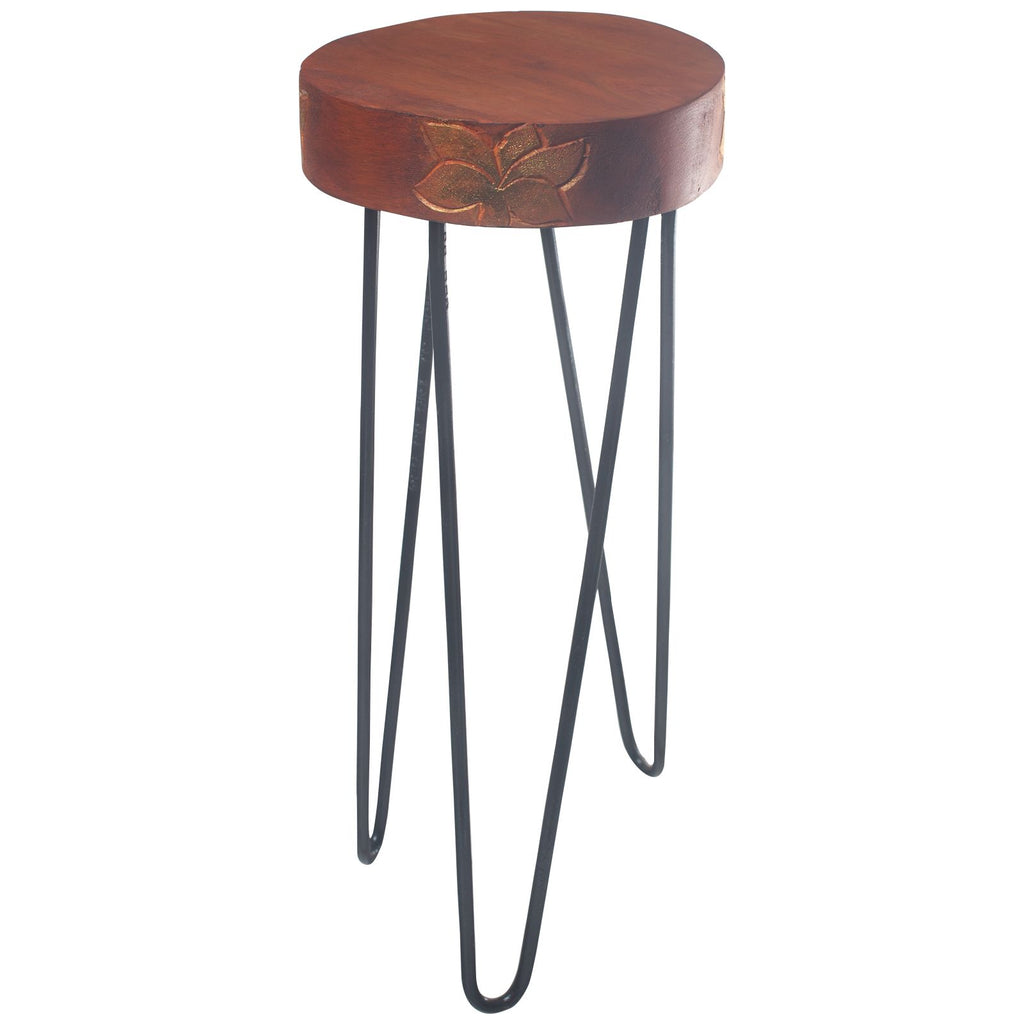 Albasia Wood Plant Stand - Terracotta & black detail AW Dropship UK