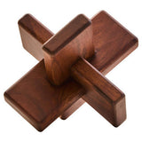 Elegant Wood Sculpture by Orsina, featuring a modern geometric design in rich brown tones