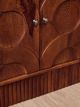 Siva Mango Wood Sideboard Natural Frame With Black Hammered Design Doors Orsina
