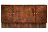 Siva Mango Wood Sideboard Natural Frame With Black Hammered Design Doors Orsina