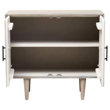 Satna Jute Black and White Design Mango Wood Sideboard Orsina