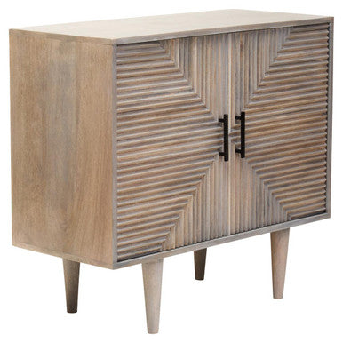 Satna Jute Black and White Design Mango Wood Sideboard Orsina