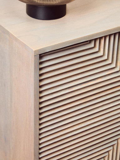 Satna Jute Black and White Design Mango Wood Sideboard Orsina