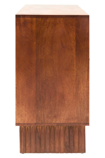 Siva Mango Wood Sideboard Natural Frame With Black Hammered Design Doors Orsina