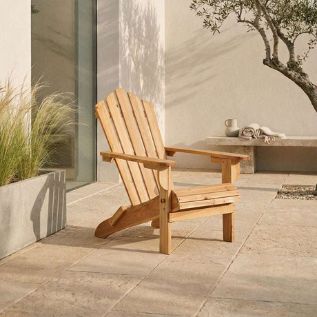 Orsina Adirondack Chair in natural wood finish, perfect for outdoor seating and relaxation