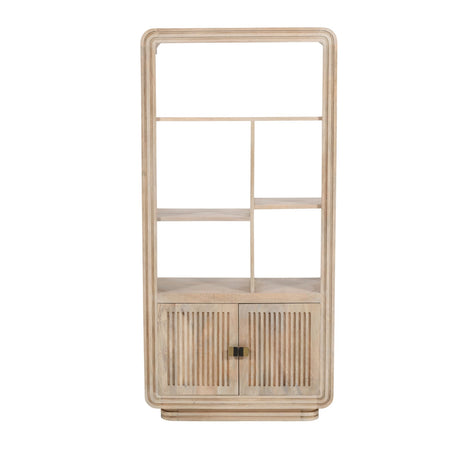 Verty Furniture Wooden Bookcase with Open Shelves and Two Lower Cabinets for Storage