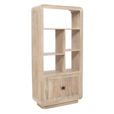 Stylish wooden bookcase by Verty Furniture featuring four open shelves and two cabinet doors