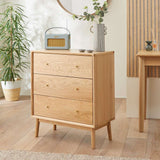 Fishe and Lilly Chest of 3 Drawers in Natural Wood Finish, Ideal for Stylish Storage Solutions