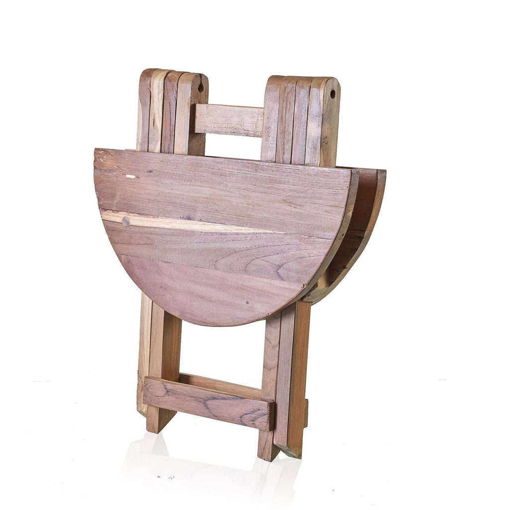 Round Folding Coffee Table - 50cm - Recycled Wood AW-Dropship
