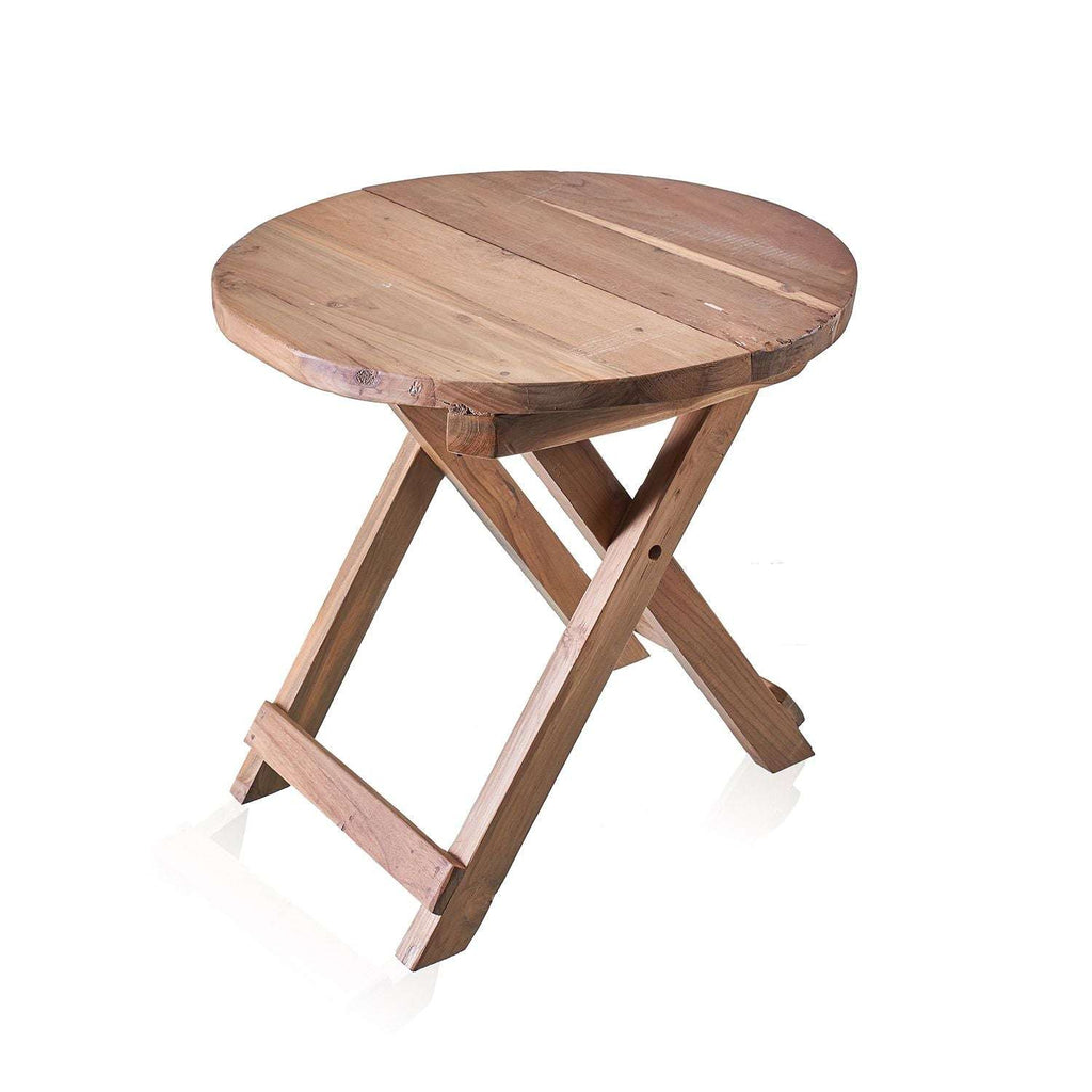 Round Folding Coffee Table - 50cm - Recycled Wood AW-Dropship