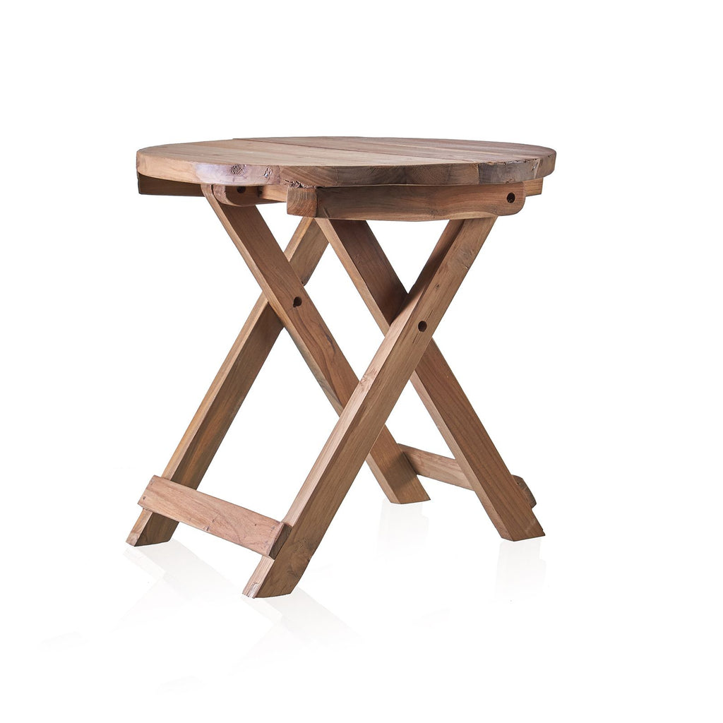 Round Folding Coffee Table - 50cm - Recycled Wood AW-Dropship