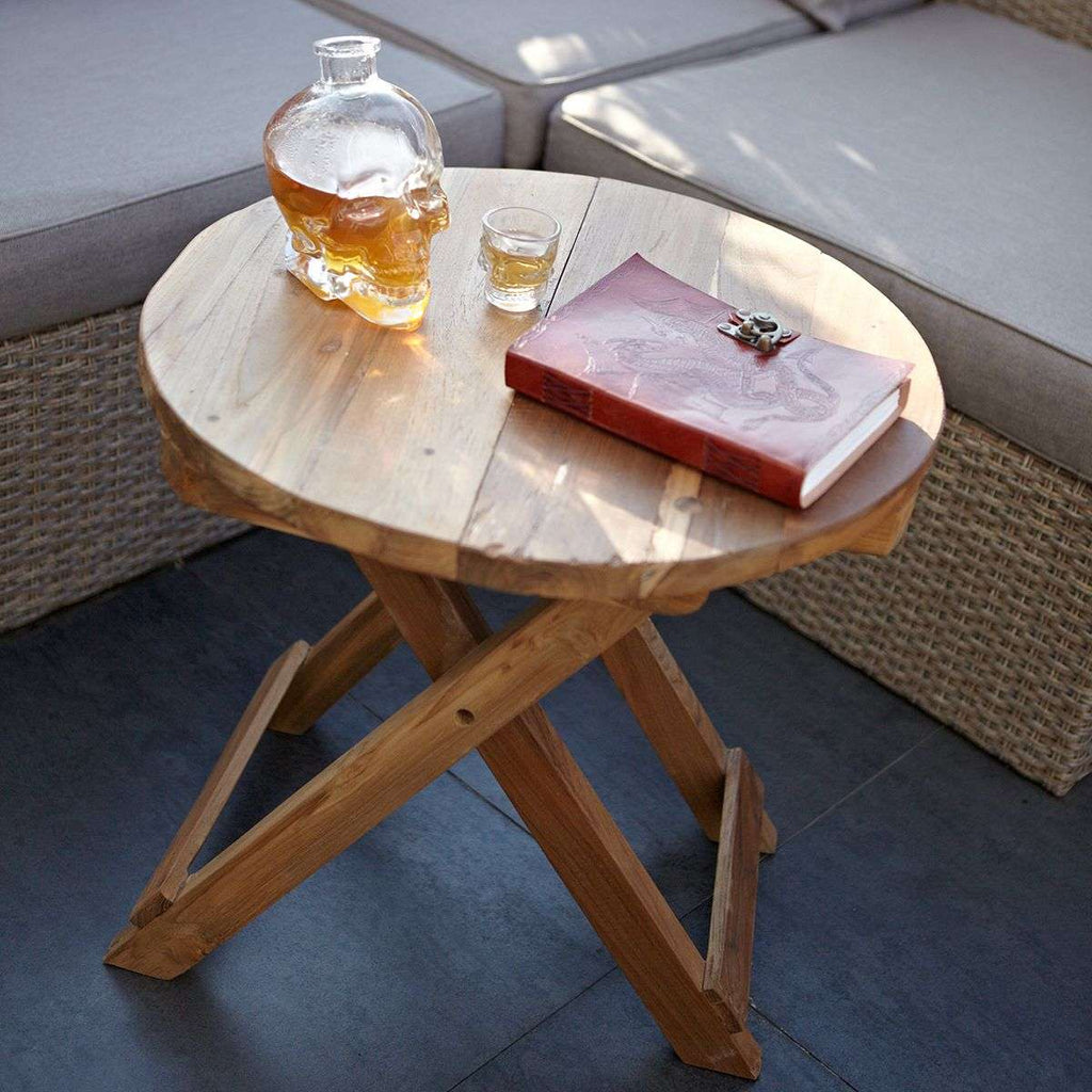 Round Folding Coffee Table - 50cm - Recycled Wood AW-Dropship