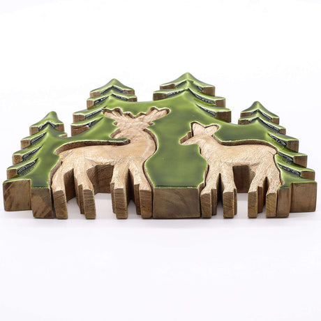 Lost in the Forrest - Two Dear in the Forrest 3D Wooden Decoration - 18x23cm AW Dropship UK