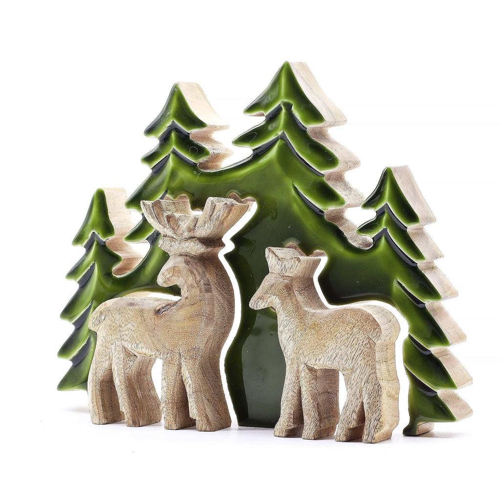 Lost in the Forrest - Two Dear in the Forrest 3D Wooden Decoration - 18x23cm AW Dropship UK