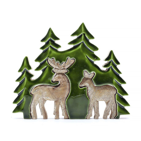 Lost in the Forrest - Two Dear in the Forrest 3D Wooden Decoration - 18x23cm AW Dropship UK