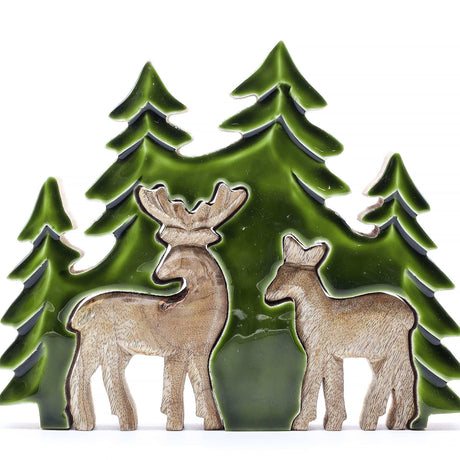 Lost in the Forrest - Two Dear in the Forrest 3D Wooden Decoration - 18x23cm AW Dropship UK