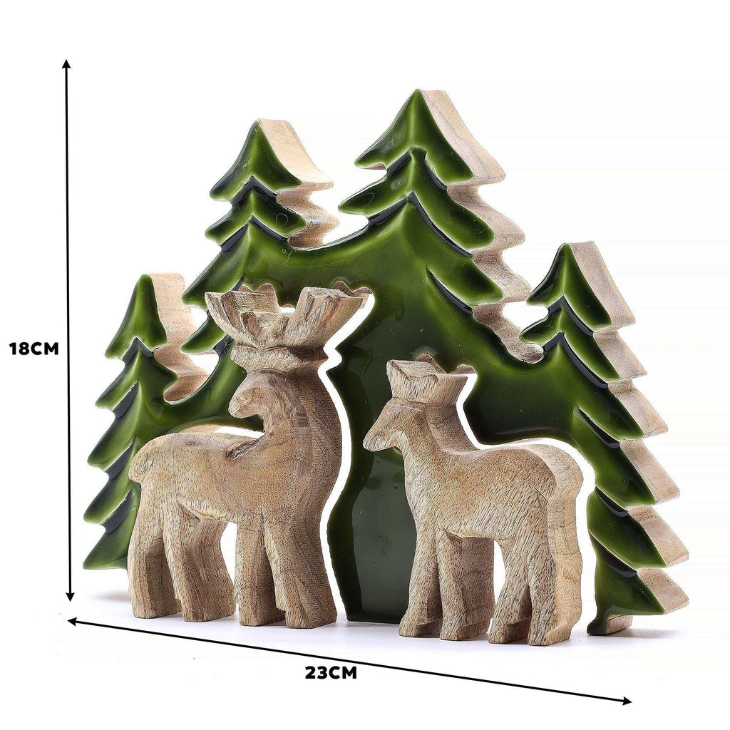 Lost in the Forrest - Two Dear in the Forrest 3D Wooden Decoration - 18x23cm AW Dropship UK