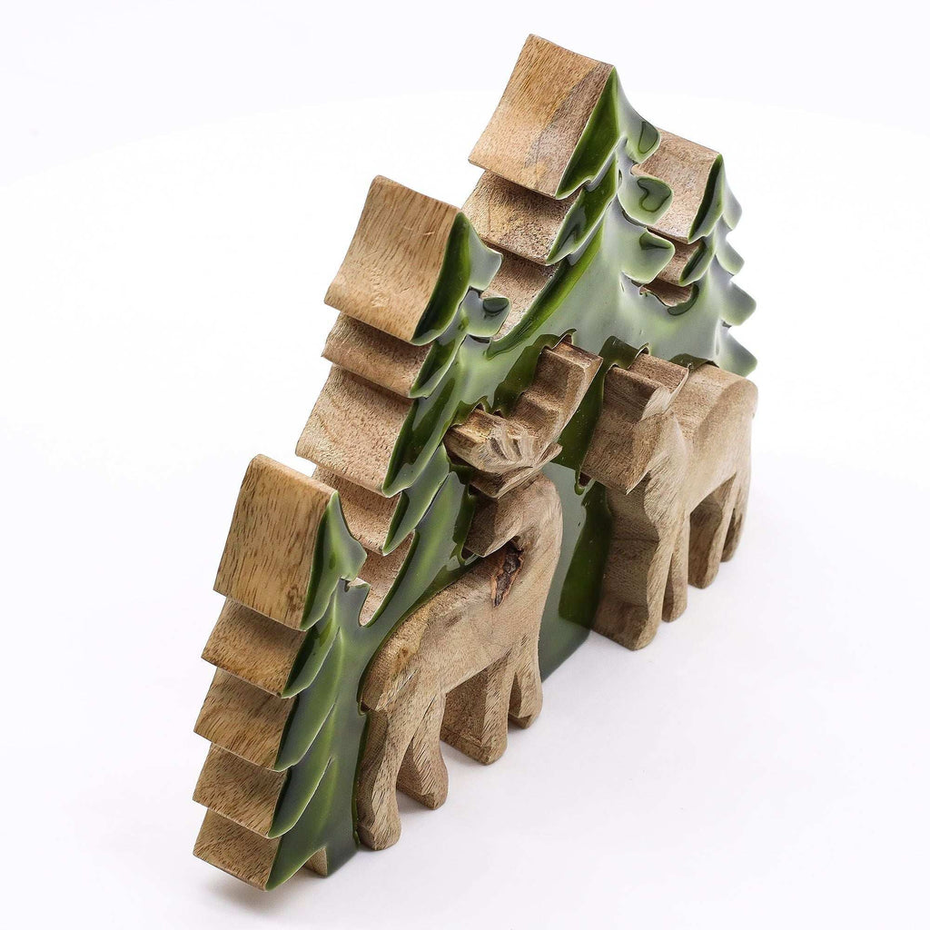 Lost in the Forrest - Two Dear in the Forrest 3D Wooden Decoration - 18x23cm AW Dropship UK