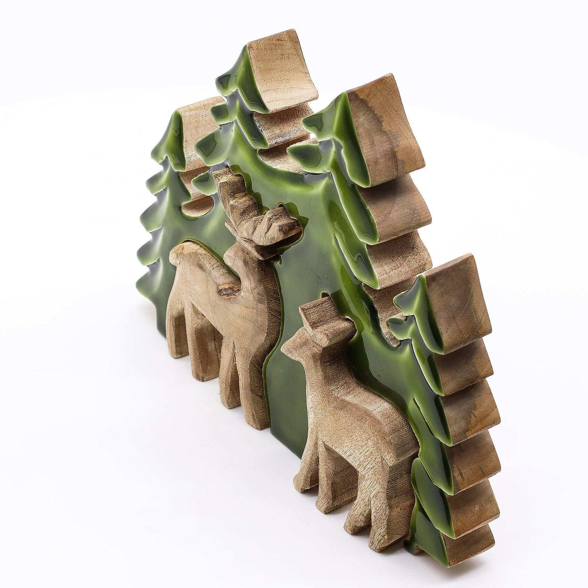 Lost in the Forrest - Two Dear in the Forrest 3D Wooden Decoration - 18x23cm AW Dropship UK
