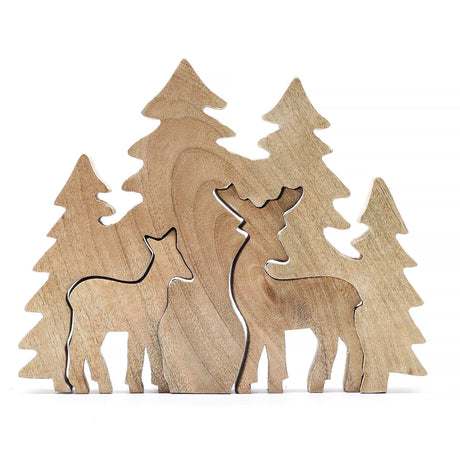 Lost in the Forrest - Two Dear in the Forrest 3D Wooden Decoration - 18x23cm AW Dropship UK