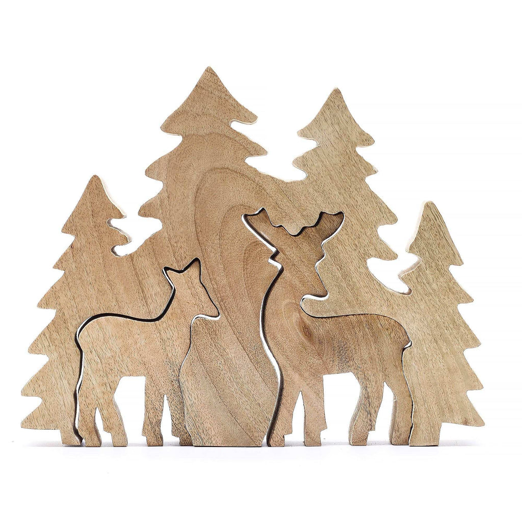 Lost in the Forrest - Two Dear in the Forrest 3D Wooden Decoration - 18x23cm AW Dropship UK