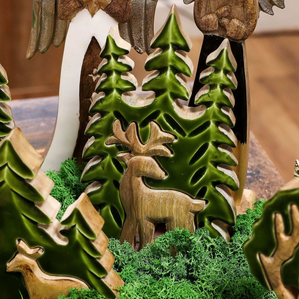Lost in the Forrest - Stag in the Forrest 3D Wooden Decoration - 25x15cm AW Dropship UK