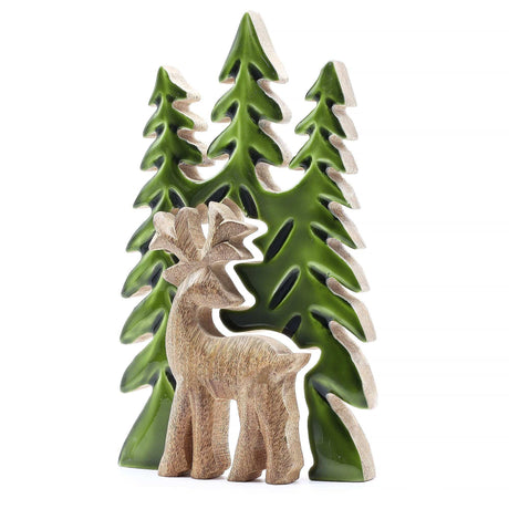 Lost in the Forrest - Stag in the Forrest 3D Wooden Decoration - 25x15cm AW Dropship UK