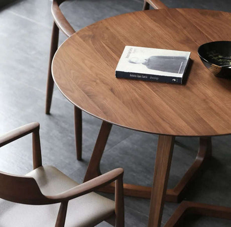 Nisu Home Round Dining Table in Wood with Stylish Finish and Modern Design