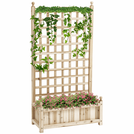 Outsunny Raised Garden Bed with Trellis Garden Planters Outsunny