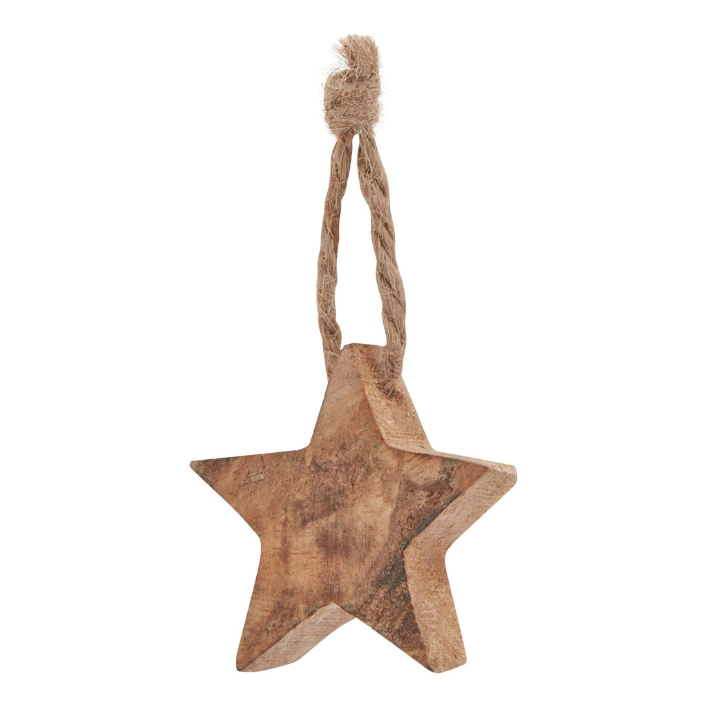Pack Of 90 Wooden Star Hanging Decorations Shades 4 Seasons