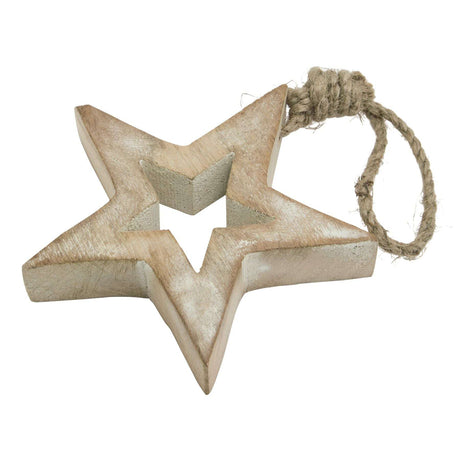 White Wash Collection Small Wooden Hanging Star Decoration Shades 4 Seasons