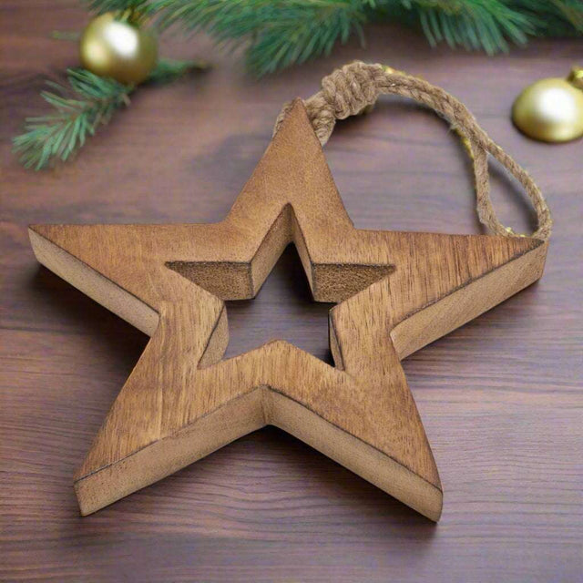 Shades 4 Seasons Wooden Hanging Star Christmas Bauble Shades 4 Seasons