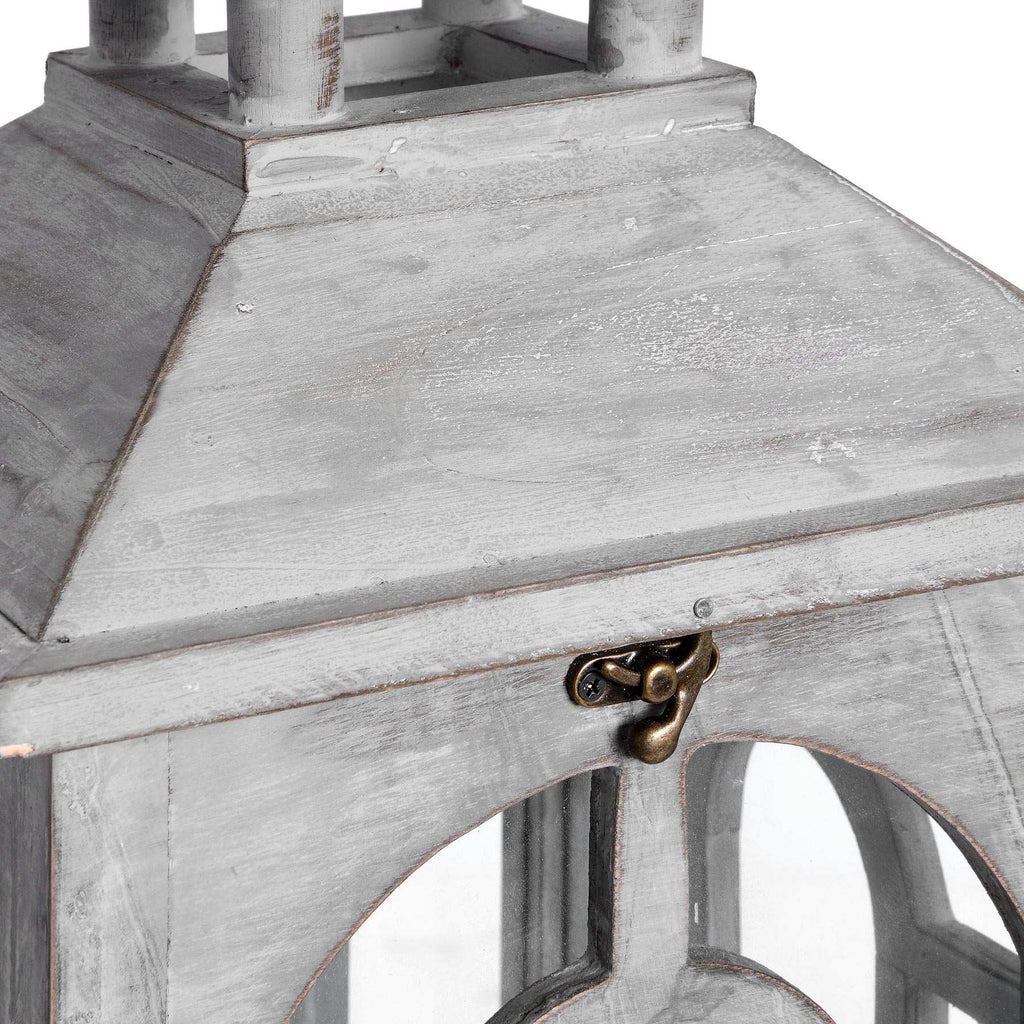 Set Of Three Wooden Lanterns With Archway Design Shades 4 Seasons