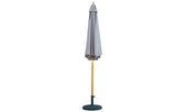 MINT Outdoor Wooden Parasol with a grey canopy and sturdy base for outdoor shade