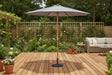 MINT Outdoor Wooden Parasol with a spacious canopy for patio shade and relaxation in garden settings