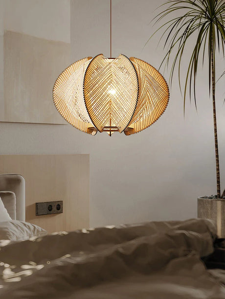 Stylish Nisu Home Pendant Light with a unique woven design, perfect for modern bedroom decor
