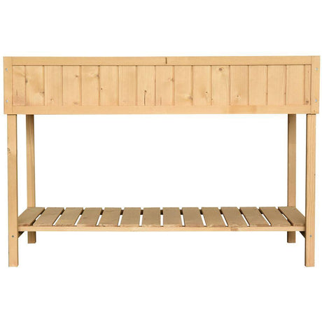 Fir Wood Raised Rectangular 8 Compartment Plant Stand Oak Tone Outsunny