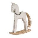 Shades 4 Seasons Rocking Horse Christmas room decoration in white with rustic charm and jute tail