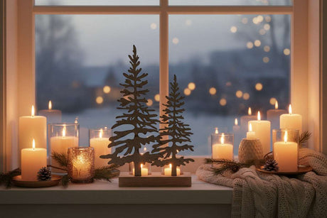 Decorative Silhouette Trees Candle Holders for Christmas Room Decorations with Warm Candlelight