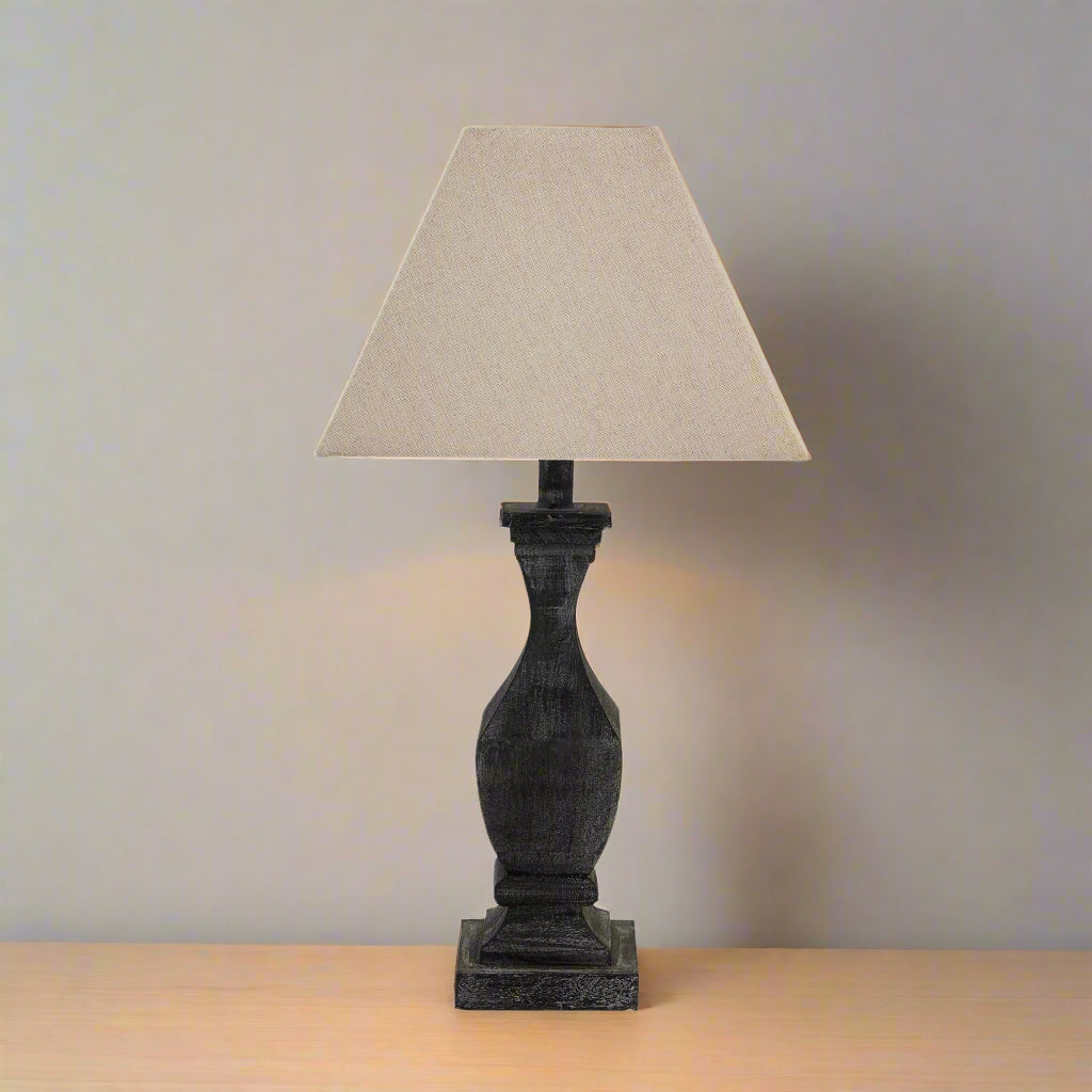 Shades 4 Seasons Wooden Table Lamp with Fabric Shade BROWN WOOD Shades 4 Seasons