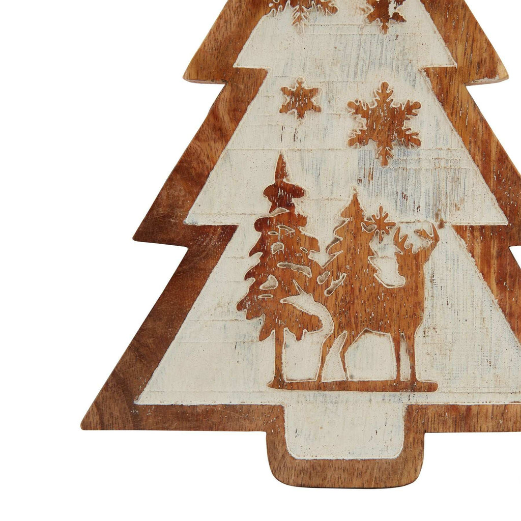 Natural Wooden Snow Scene Tree Decoration Shades 4 Seasons